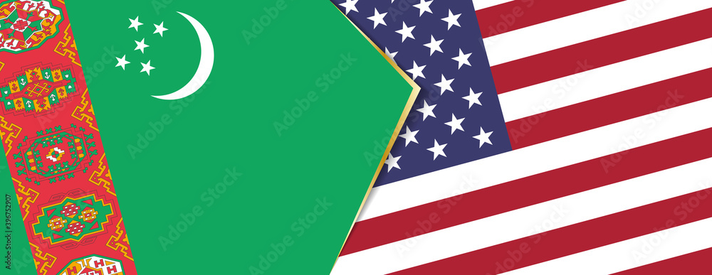 Canvas Prints turkmenistan and usa flags, two vector flags.