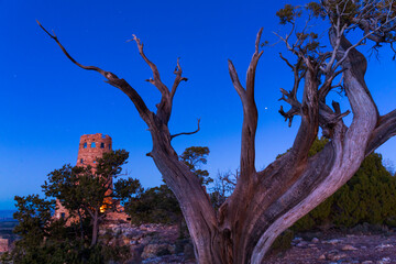 Fototapeta na wymiar Desert View Watchtower or Indian Watchtower at Desert View, Grand Canyon National Park, Arizona, Usa, America