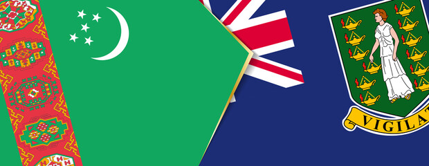 Turkmenistan and British Virgin Islands flags, two vector flags.