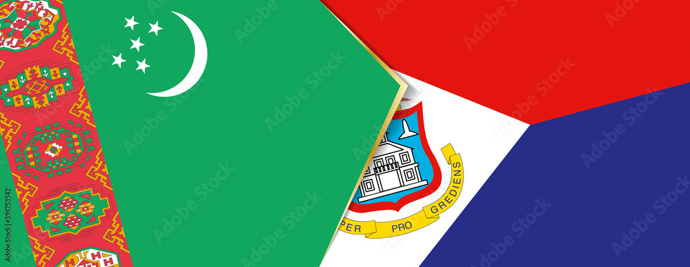 Canvas Prints turkmenistan and sint maarten flags, two vector flags.