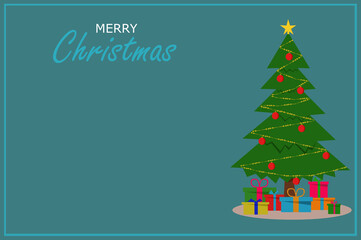 Christmas card template with a petrol blue background. Merry christmas gift card template.
