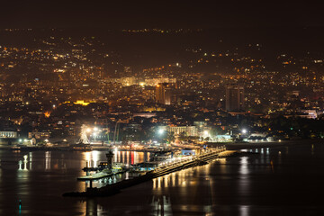 Fototapeta premium Landscape of Port Varna at night