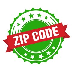 ZIP CODE text on red green ribbon stamp. - obrazy, fototapety, plakaty