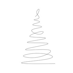 Fototapeta na wymiar Christmas tree line drawing. Vector illustration