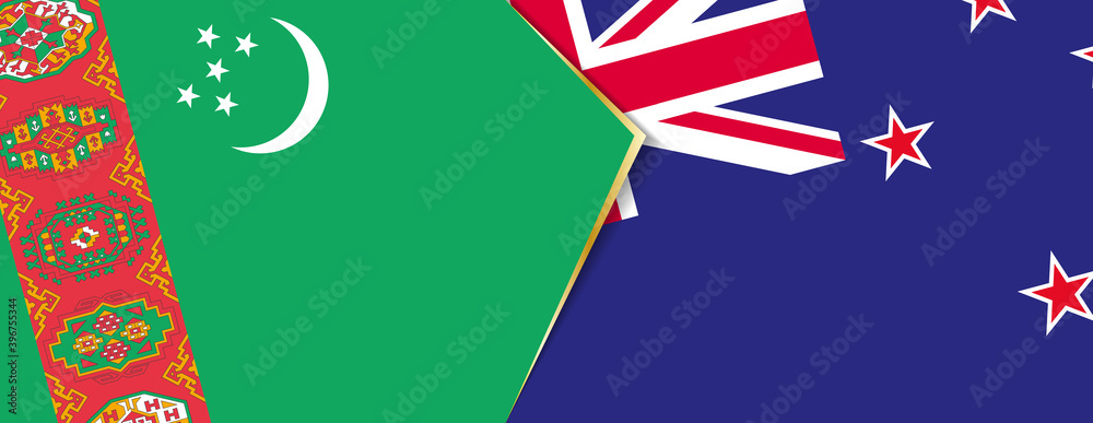 Canvas Prints turkmenistan and new zealand flags, two vector flags.