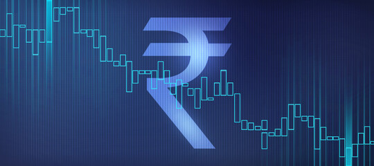 Rupee currency . 2D rendering illustration