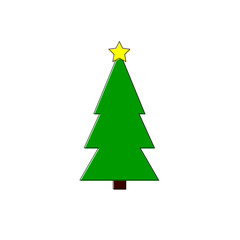 Fototapeta premium Christmas tree icon, isolated Xmas fir symbol, graphic design template, vector illustration