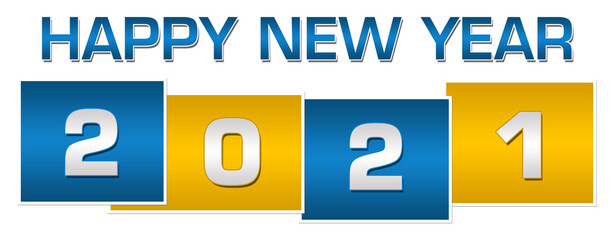 New Year 2021 Blue Yellow Blocks Text Top