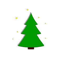 Christmas tree icon, isolated Xmas fir symbol, graphic design template, vector illustration