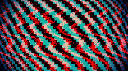 RGB Trend Noise Distorted Screen Pixels and Waves Colored Abstract Motion Background