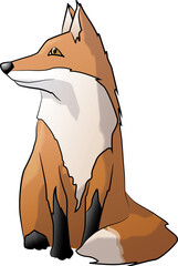 Cute sitting forest fox.
Vector cartoon illustration