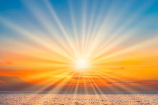 Sea sunset with sunset sun on sunset clouds