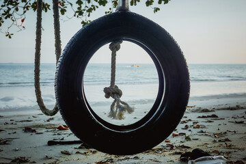 Swing on a tropical beach near the Andaman Sea