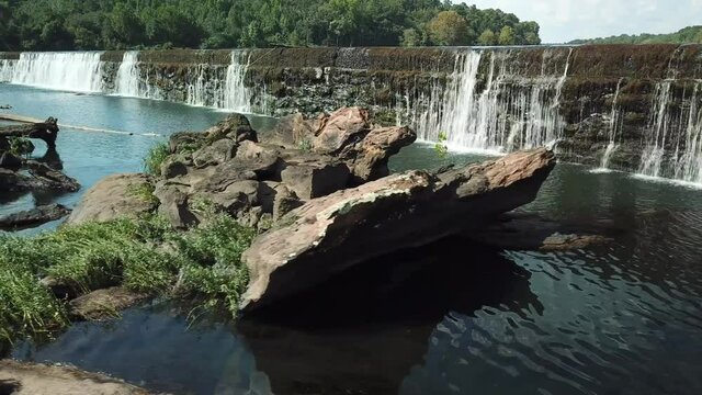 Waterfall over river rocks in the Southern USA