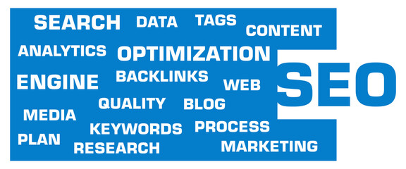 SEO - Search Engine Optimization Word Cloud Abstract Box 