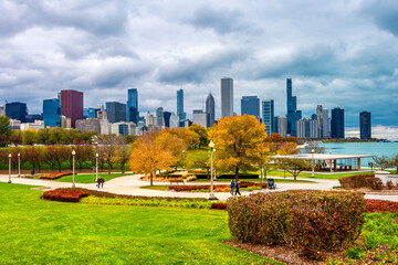 Obraz premium Autumn colors in Chicago of USA