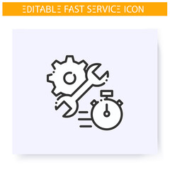 Fast repair line icon. Technical support. Rapid fixing and repair service. Quick services, short term, rapid work, time management concept. Isolated vector illustration. Editable stroke