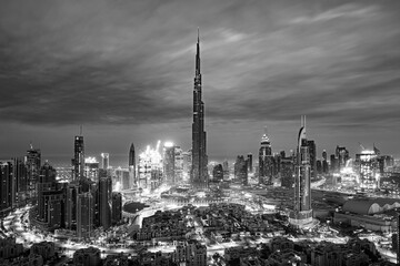 Dubai downtown, amazing city center skyline with luxury skyscrapers, United Arab Emirates	

