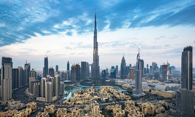 Bussy evening on canal and promenade in lyxury Dubai Marina,Dubai,United Arab Emirates