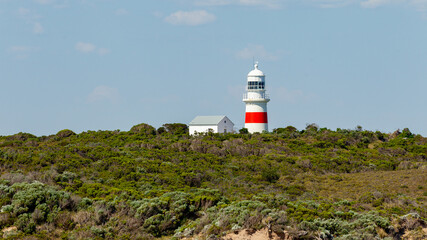 Fototapeta na wymiar The Cape Northumberland lighthouse in Port MacDonnell South Australia on November 10th 2020