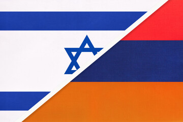 Israel and Armenia, symbol of national flags from textile.