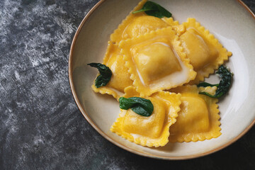 Traditional italian pasta ravioli