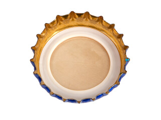 Metallic blue beer bottle cap isolated on the white