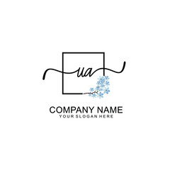 Initial UA Handwriting, Wedding Monogram Logo Design, Modern Minimalistic and Floral templates for Invitation cards