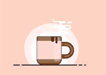 vector cups with hot drink. image of a cup in brown tones with coffee
