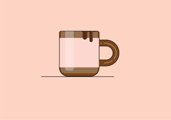 vector cups with hot drink. image of a cup in brown tones with coffee