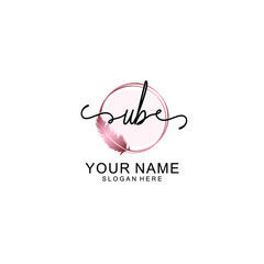 Initial UB Handwriting, Wedding Monogram Logo Design, Modern Minimalistic and Floral templates for Invitation cards