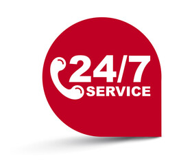 red vector illustration banner 24/7 service
