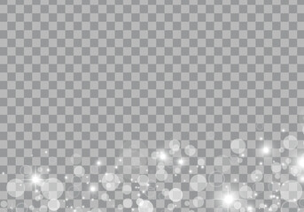 Christmas background. Abstract snowflakes and realistic lights effect isolated on transparent background. For backdrop, wallpaper and greeting card. Christmas concept, vector illustration