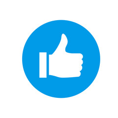 Thumbs up icon isolated on white background. Trendy thumbs up icon in flat style. Template for web site, social network, app, ui and logo. Thumbs up vector