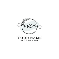 Initial UC Handwriting, Wedding Monogram Logo Design, Modern Minimalistic and Floral templates for Invitation cards