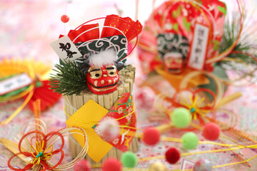 Obraz na płótnie Canvas 日本の伝統行事のお正月の飾りや小物の集合イメージ