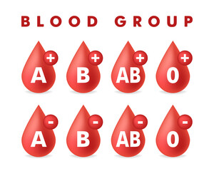 Red blood drop with blood group, vector illustration