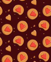 Gingerbread cinnamon  cookies, Winter holiday season bakery print. Xmas pattern with Butter biscuits. Christmas kitchen marmalead ginger cake illustration