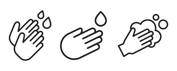 Hand wash icon set. Vector graphic illustration. Suitable for website design, logo, app, template, and ui. 