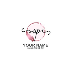 Initial UP Handwriting, Wedding Monogram Logo Design, Modern Minimalistic and Floral templates for Invitation cards