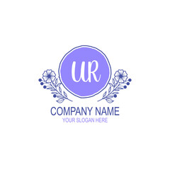 Initial UR Handwriting, Wedding Monogram Logo Design, Modern Minimalistic and Floral templates for Invitation cards