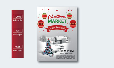 Flyer Design for Merry Christmas. Super Sale Vector Illustration.