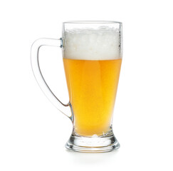 Glass of light wheat beer isolated on white