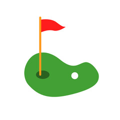 Golf course green with flag. Vector