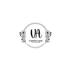 Initial VA Handwriting, Wedding Monogram Logo Design, Modern Minimalistic and Floral templates for Invitation cards