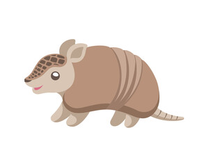 Armadillo standing and smiling cartoon clip art vector illustration. Cute animal character design for kids. Simple flat pastel style. Can be used as element, for shirt, print, pattern, etc.