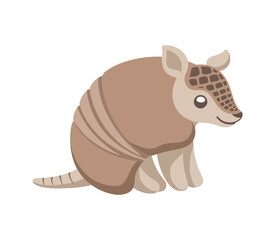 Armadillo sitting and smiling cartoon clip art vector illustration. Cute animal character design for kids. Simple flat pastel style. Can be used as element, for shirt, print, pattern, etc.