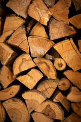 Firewood texture, after the sawing wood, wooden background wall