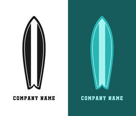 Surfboard surfing logo icon vector design template colored and silhouette set. Modern minimal flat style.