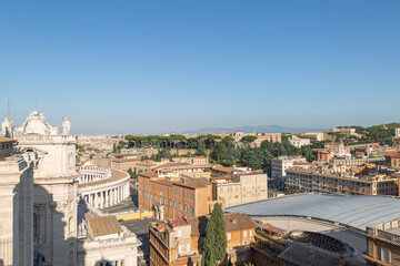 Rome Rooftops and Vatican city landmarks panoramic view.